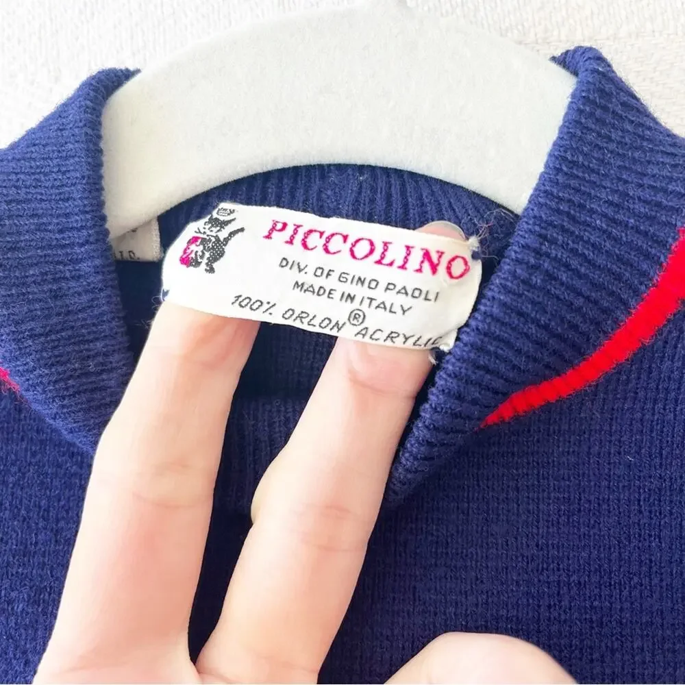 VINTAGE Piccolino Italian Orlon Acrylic Knit Sweater Dress